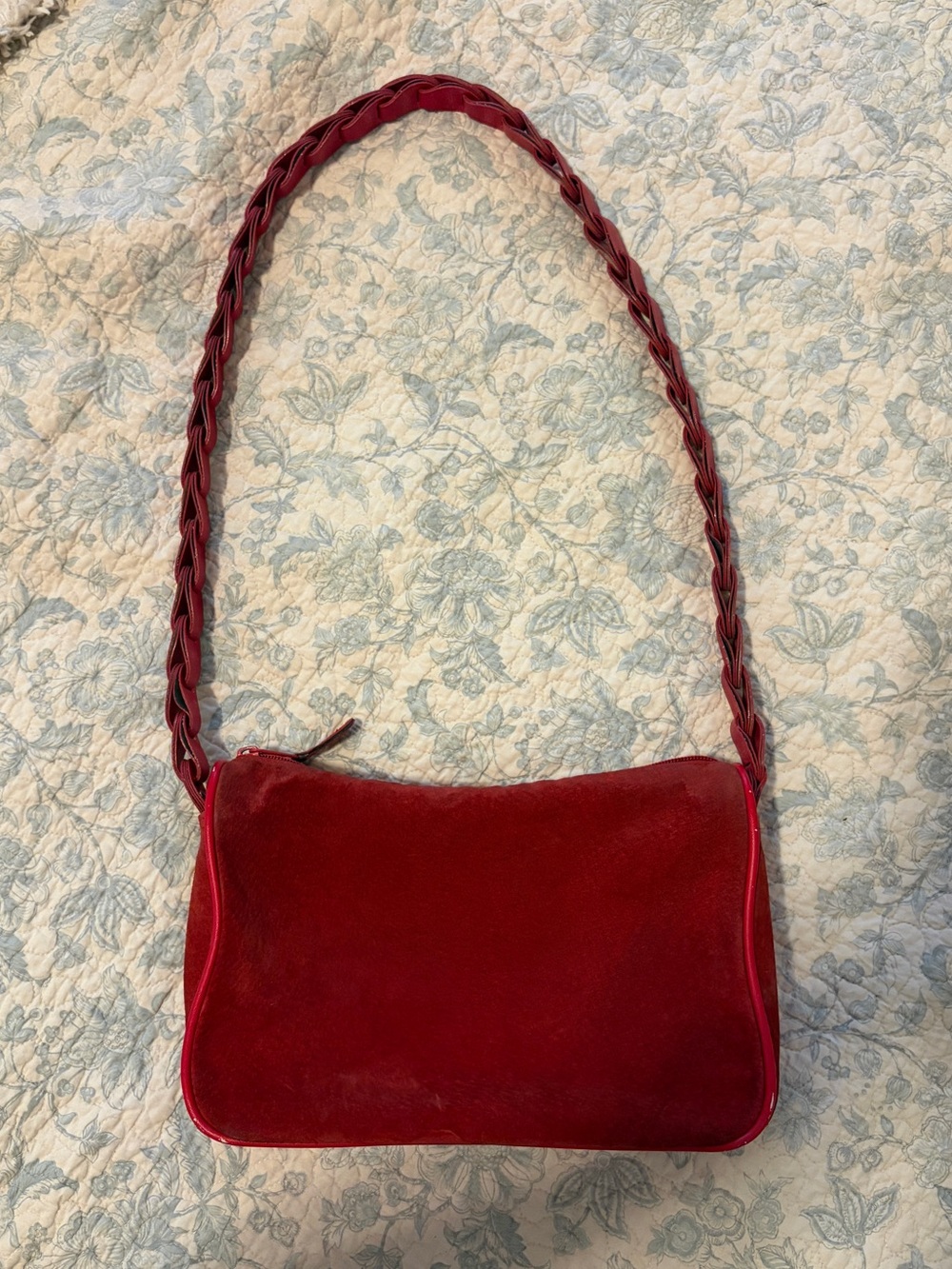 Red Suede Shoulder Bag